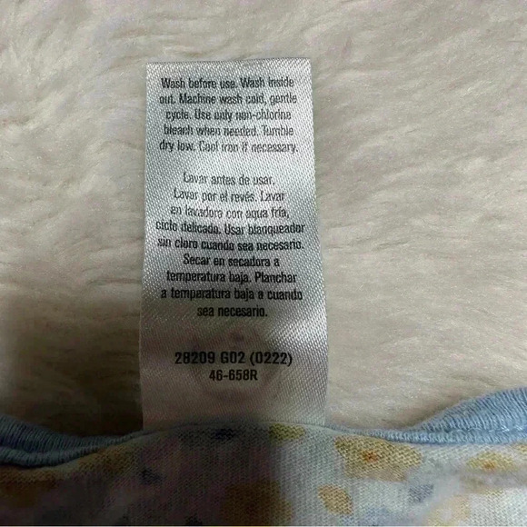 Gerber Footed Onesie Pajamas White & Blue Floral Zippered Size Newborn - Picture 6 of 16